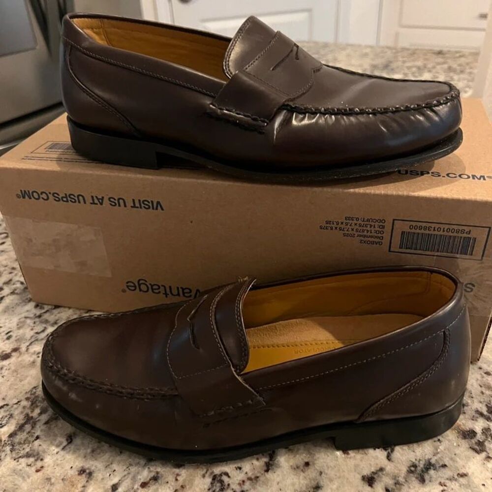 Rockport Men’s Penny Loafers Size 9W Dark Brown Leather Kinetic Air Circulator